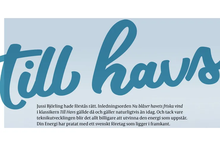 Tidningsuppslag med rubriken »till havs« i blå skrivstil och en inledande ingress
